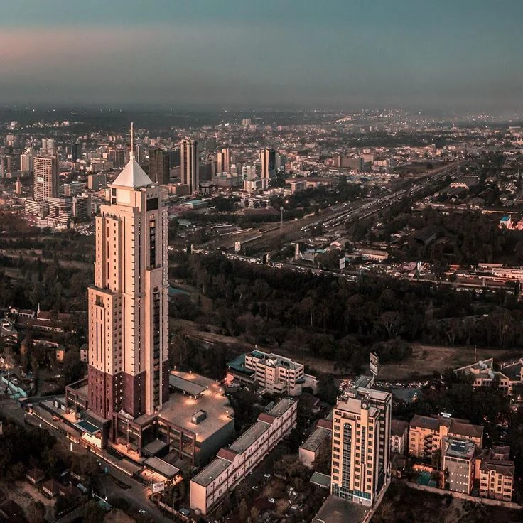 Aerial view of Nairobi's urban road and building network